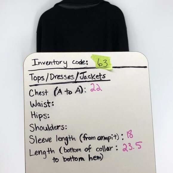 Annette Gortz Black Long Sleeve 100% Wool Blazer w/Hook Buttons & Leather Trim L - Picture 9 of 11